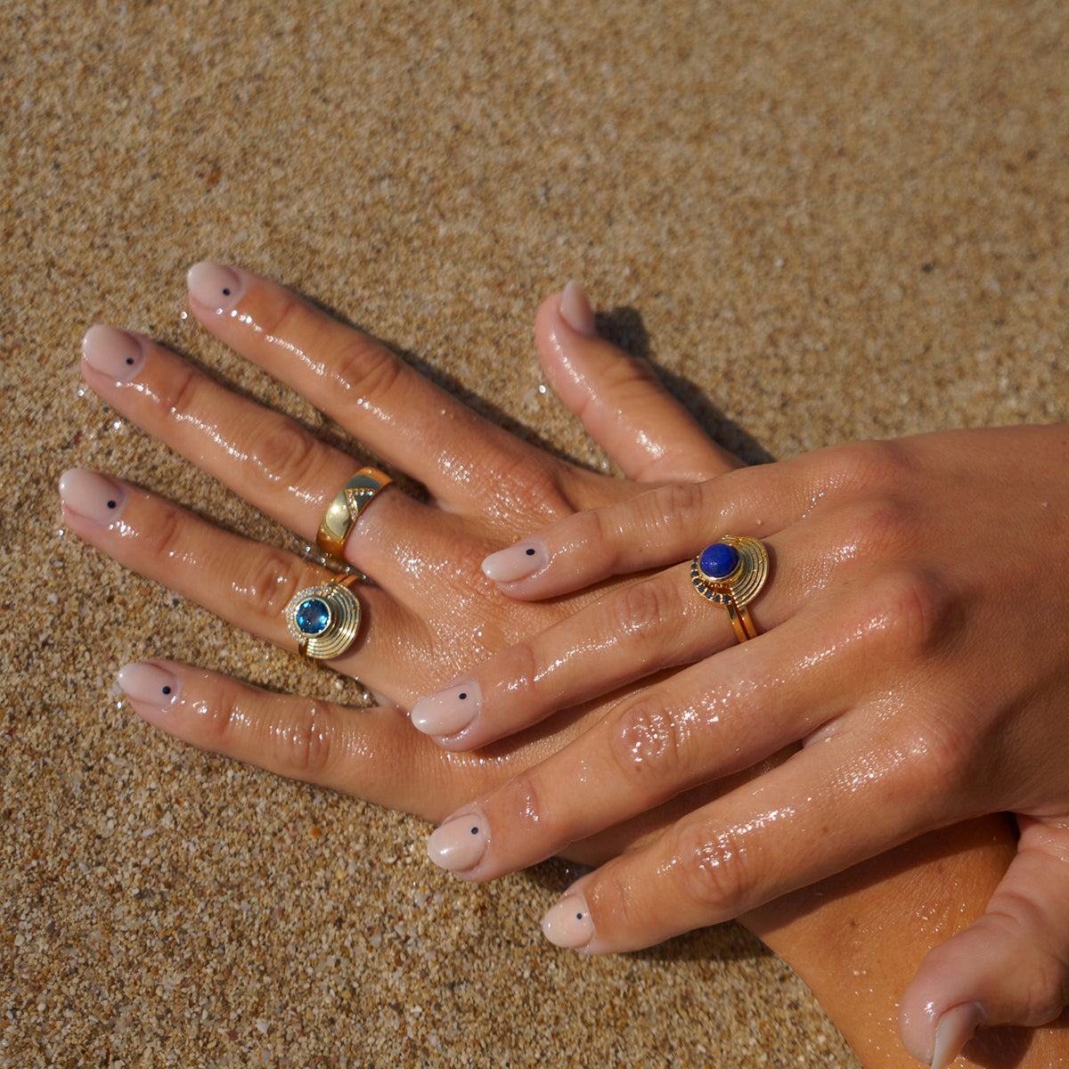 Interstellar Fine Stack Lapis Lazuli Solid Gold