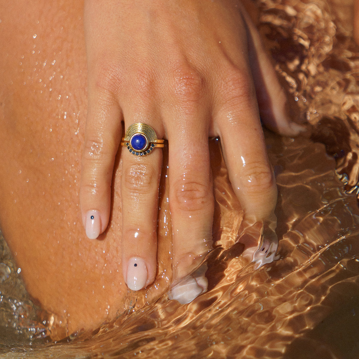 Interstellar Fine Stack Lapis Lazuli Solid Gold