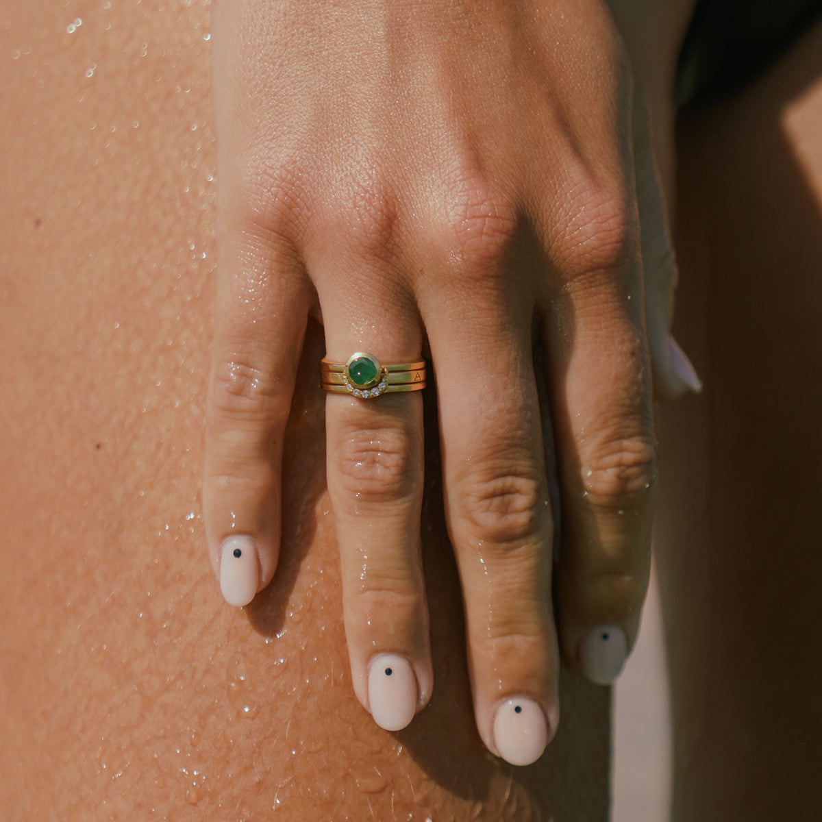 Eclipse Fine Stack Emerald Solid Gold