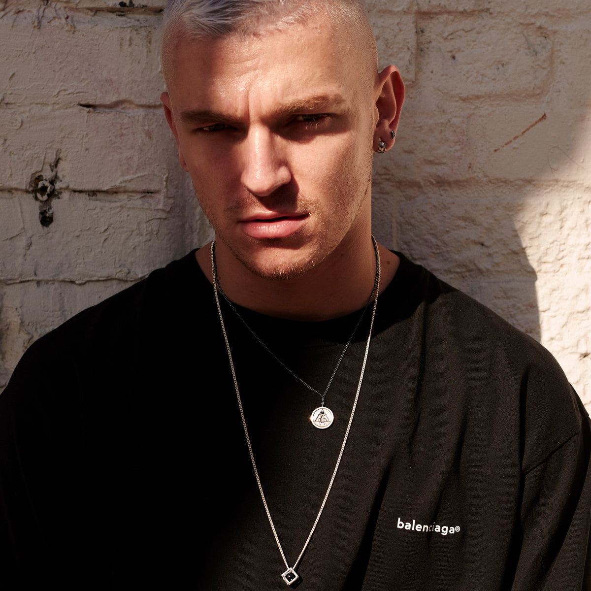 Scarab Coin Necklace Silver