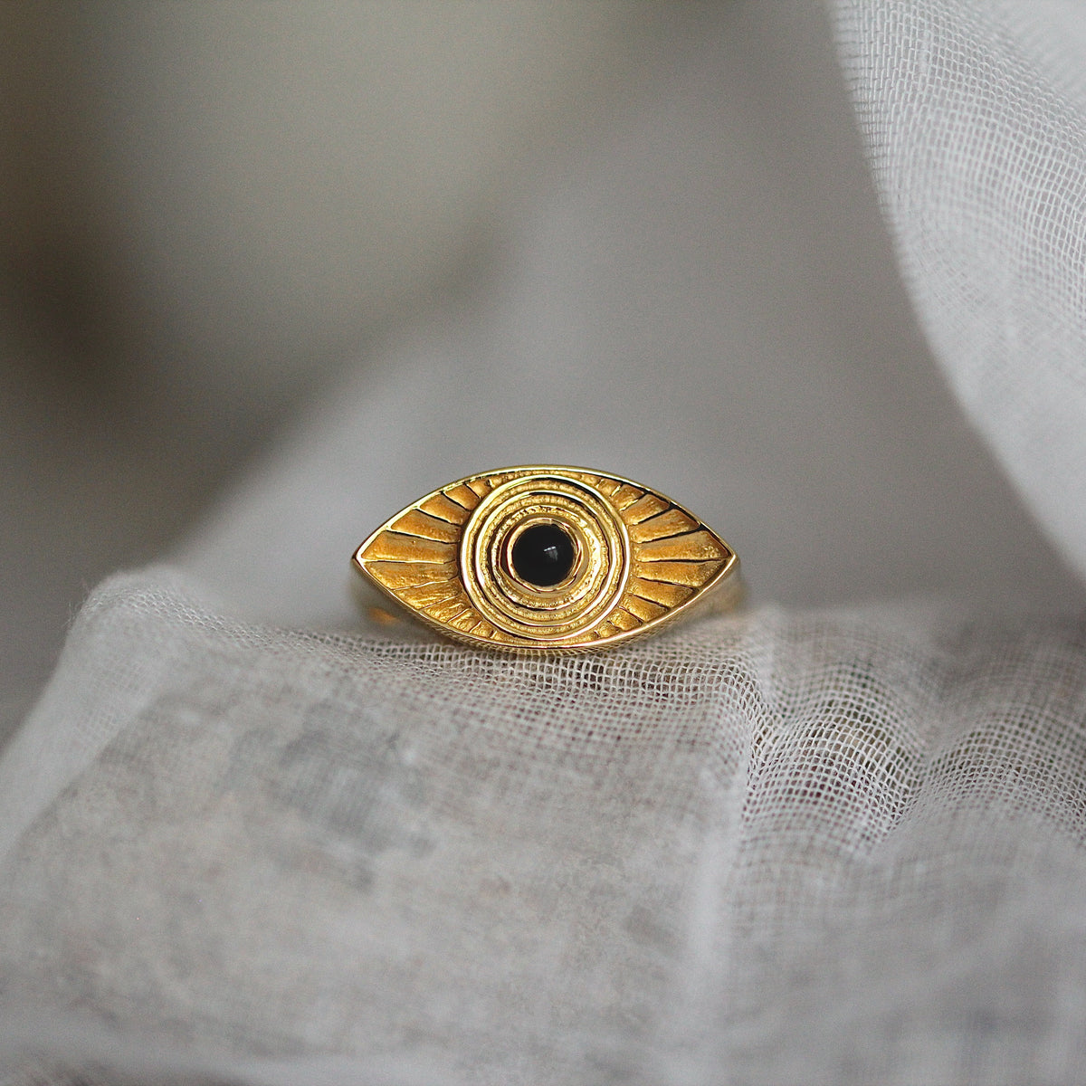 Rays Of Light Ring Gold - Black Onyx