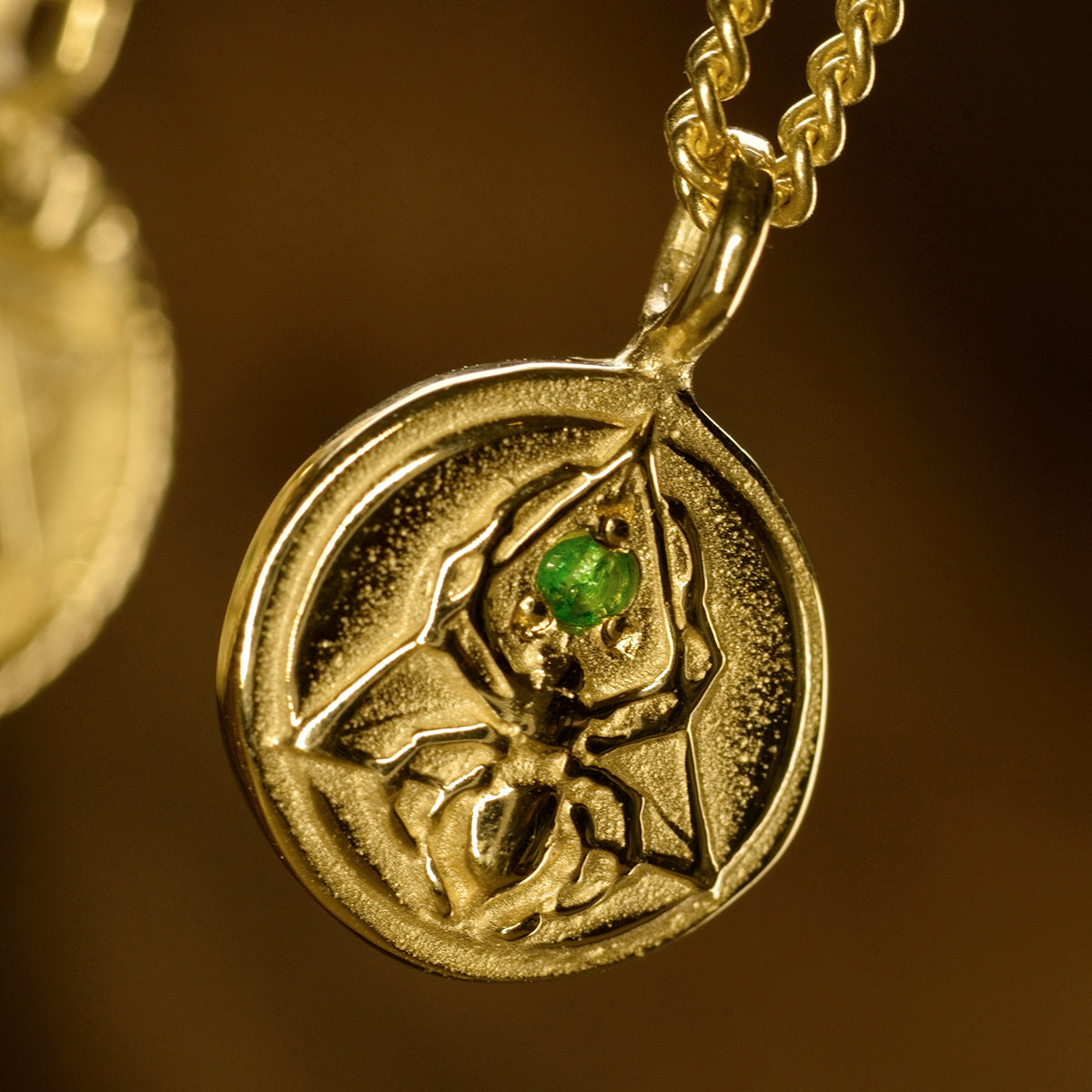 Creation Necklace with Emerald Solid Gold