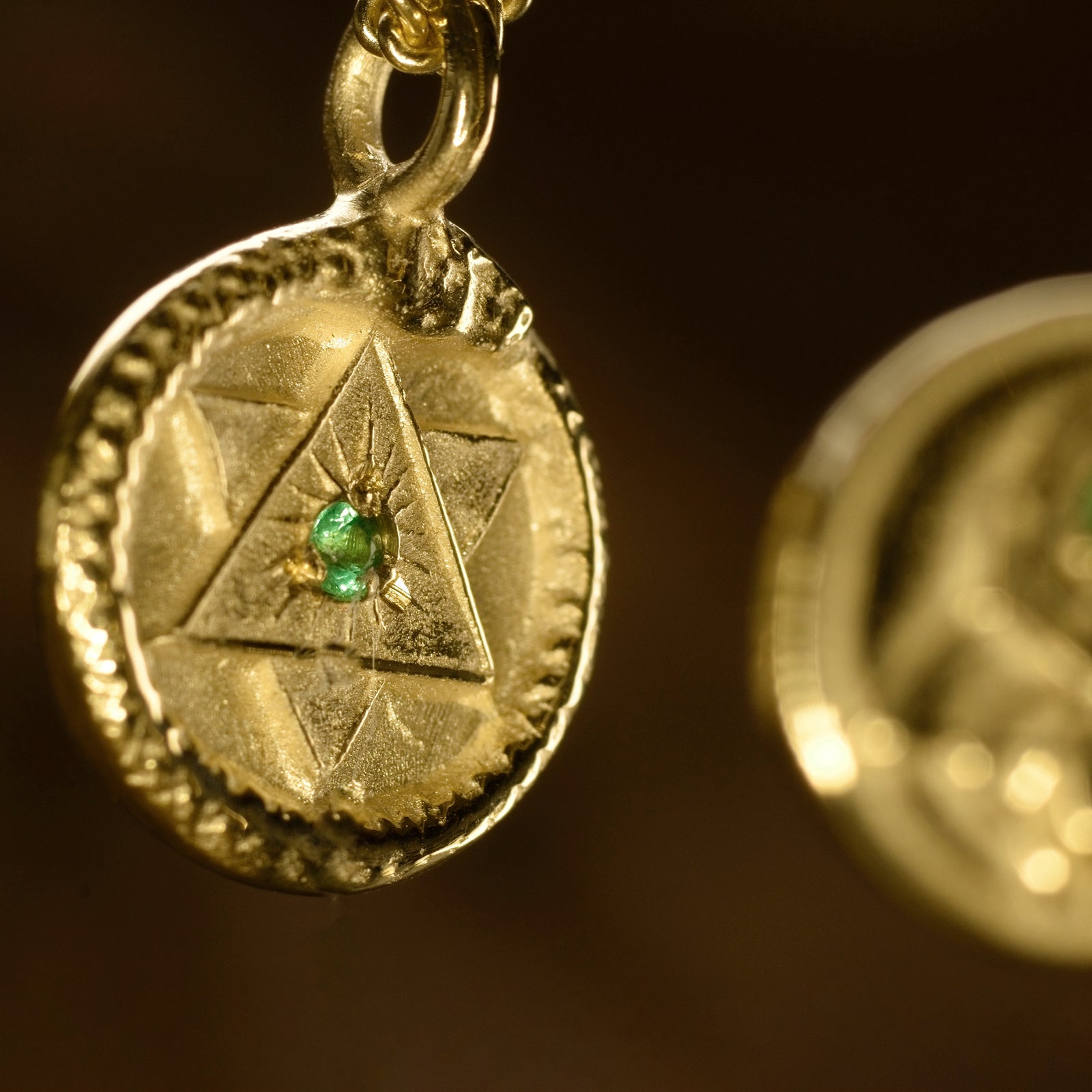 Ouroboros Necklace with Emerald Solid Gold