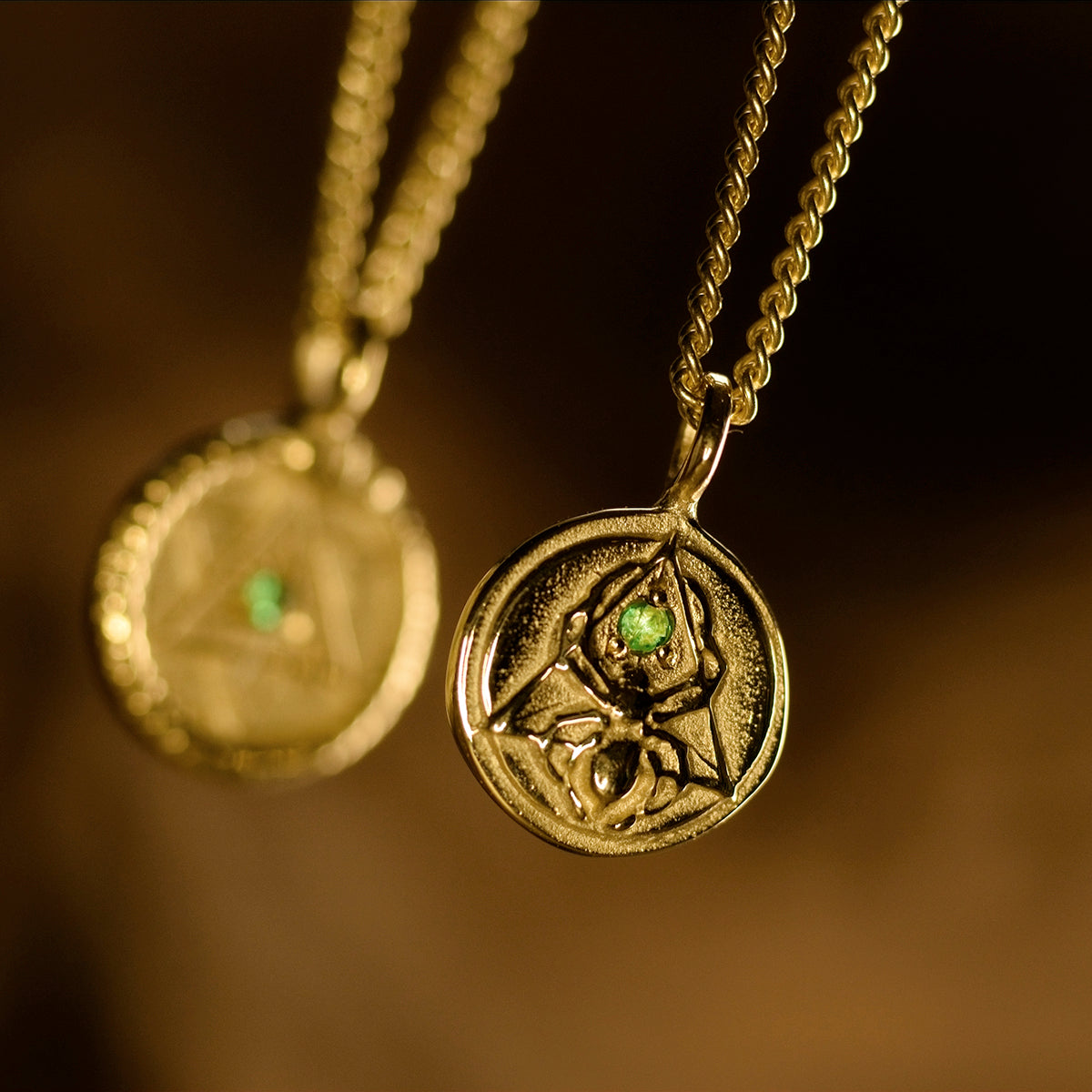 The Creation Pendant with Emerald Solid Gold