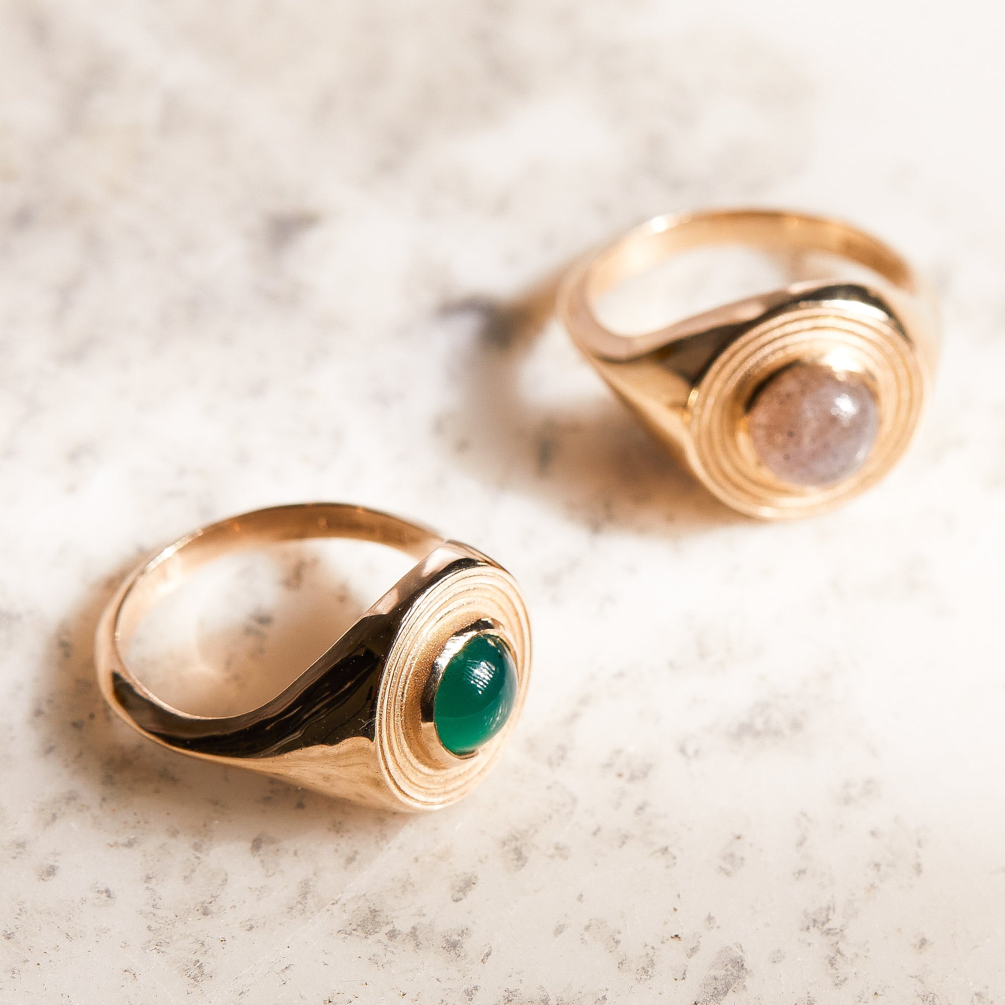 Astral Signet Ring with Labradorite Solid Gold