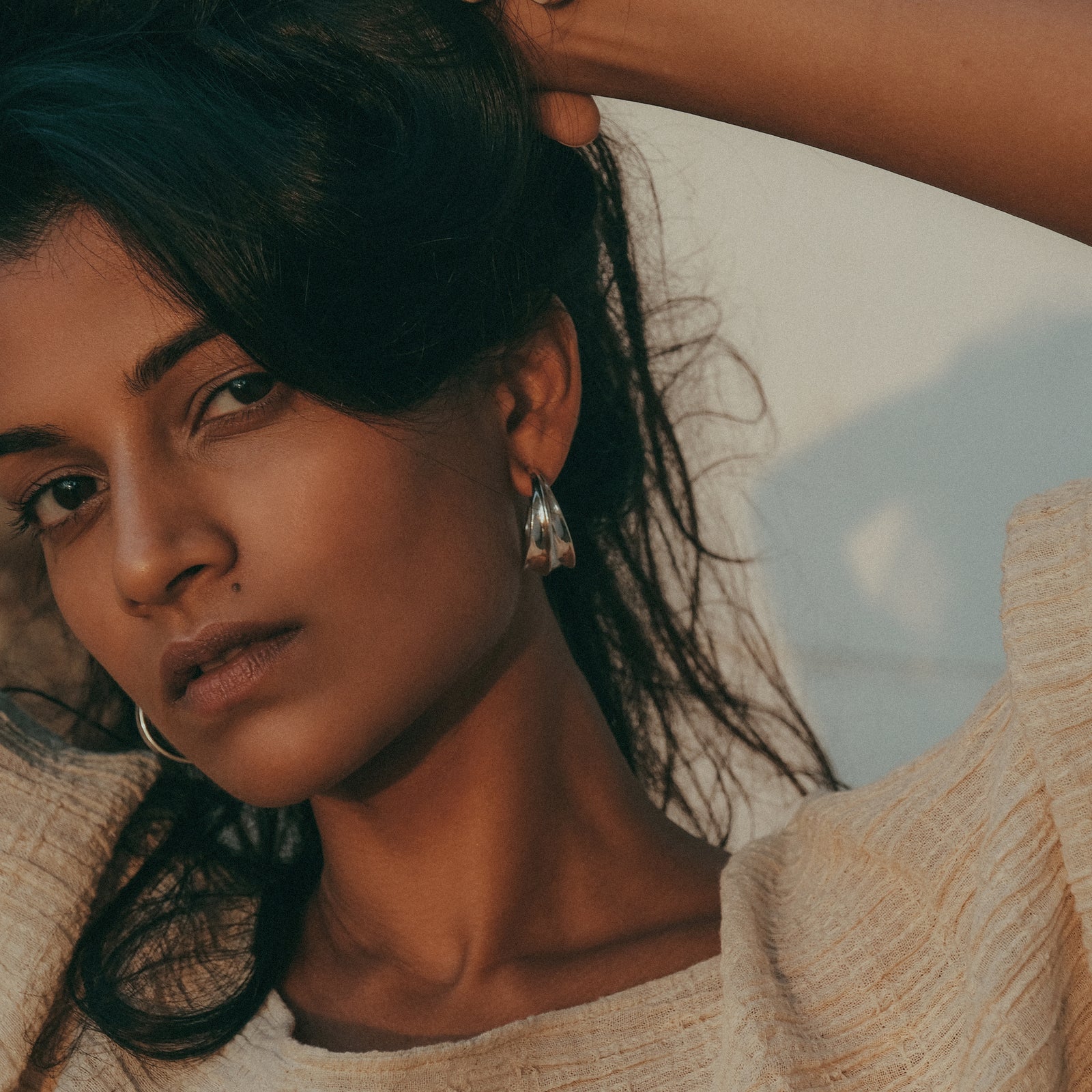 Athena Hoop Earrings Silver