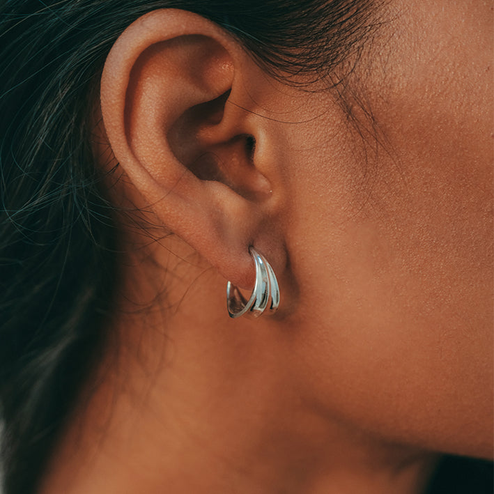 Athena Mini Hoop Earrings Silver