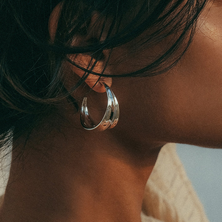 Athena Hoop Earrings Silver