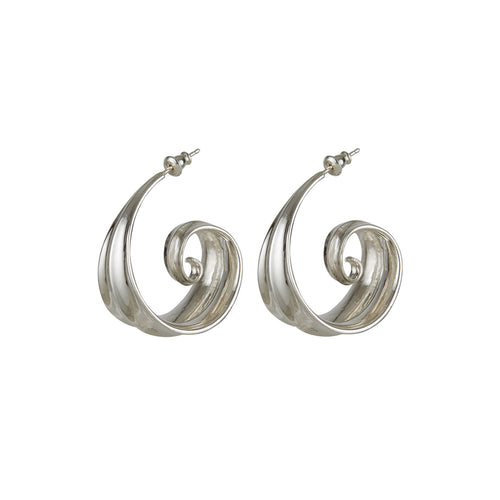Athena Spiral Hoop Earrings Silver Rachel Entwistle