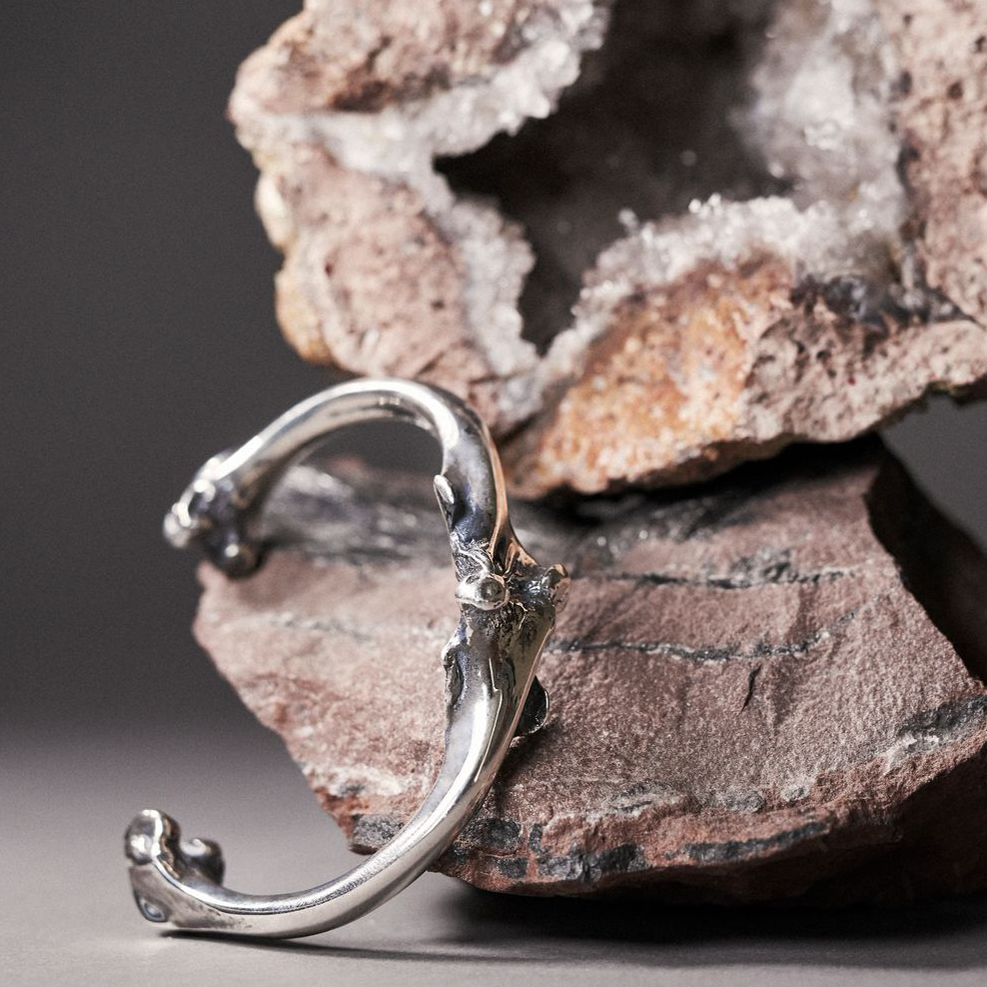Large Bone Cuff Silver