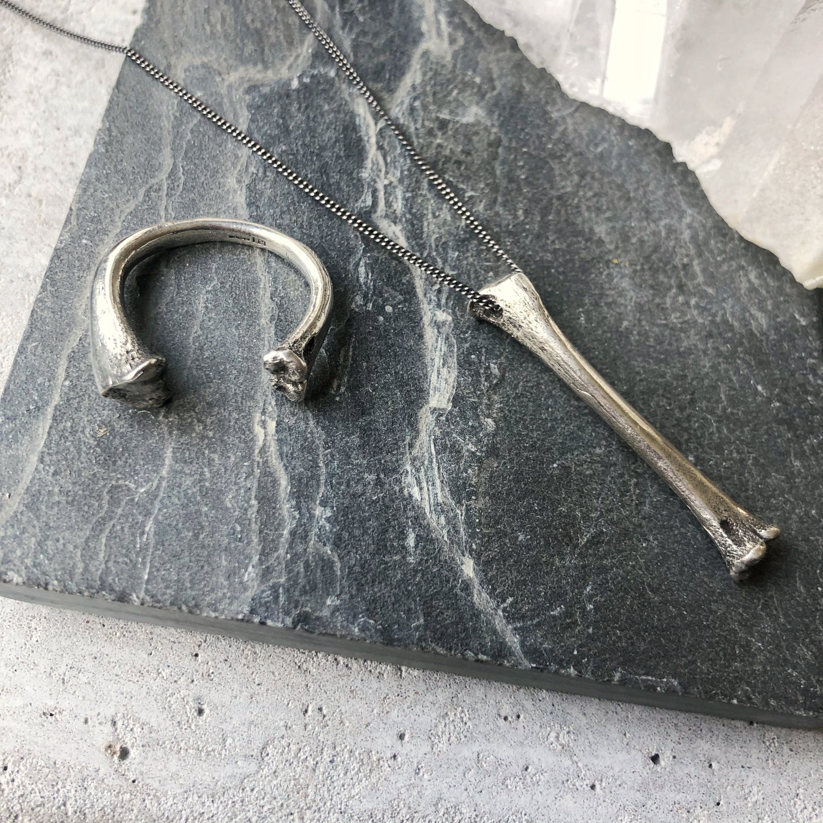 Bone Necklace Silver