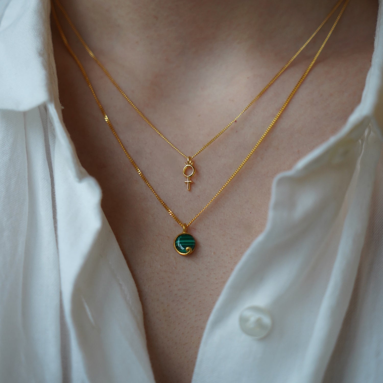 Atlantis Malachite Mini Necklace Gold