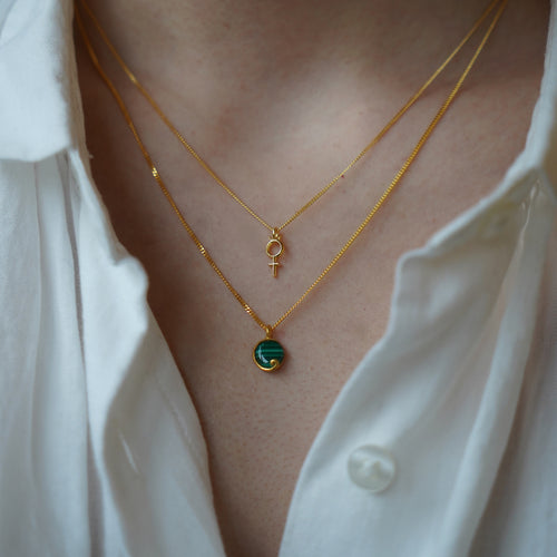 Atlantis Malachite Mini Necklace Gold Rachel Entwistle