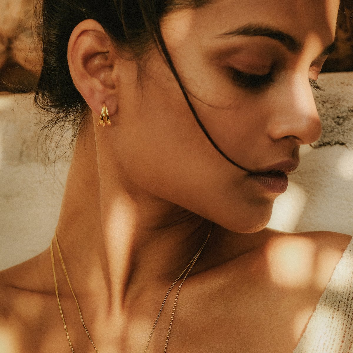 Athena Mini Hoop Earrings Solid Gold