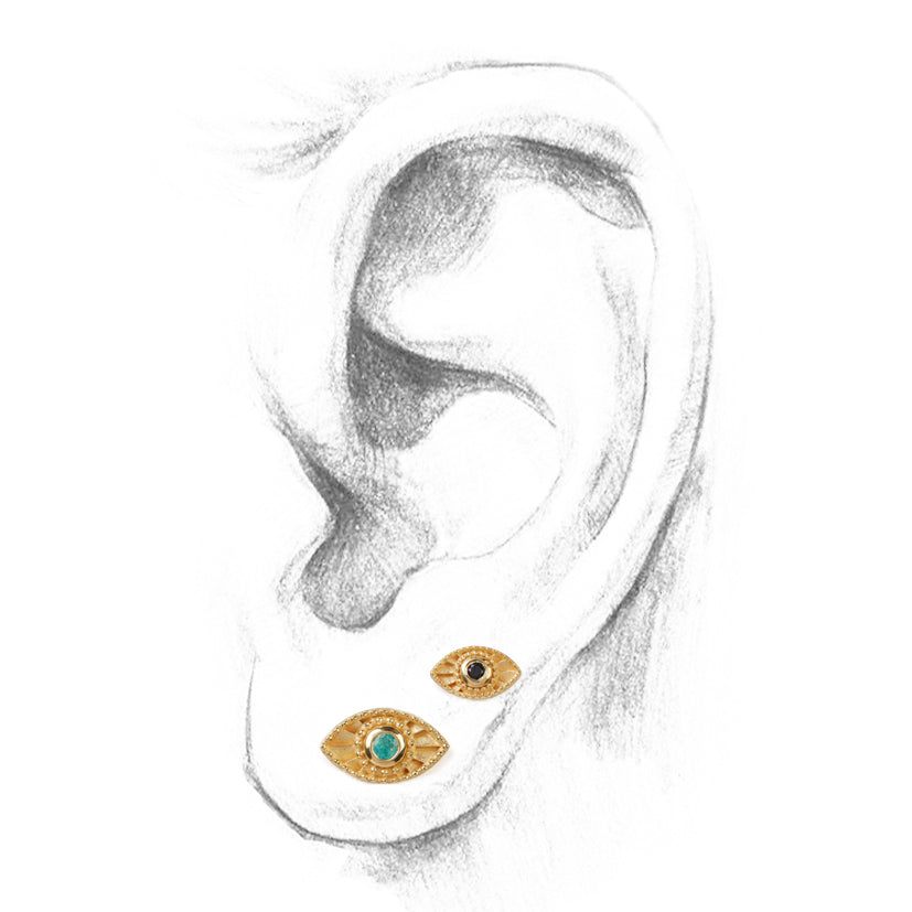 Rays Of Light Studs Gold - Emerald