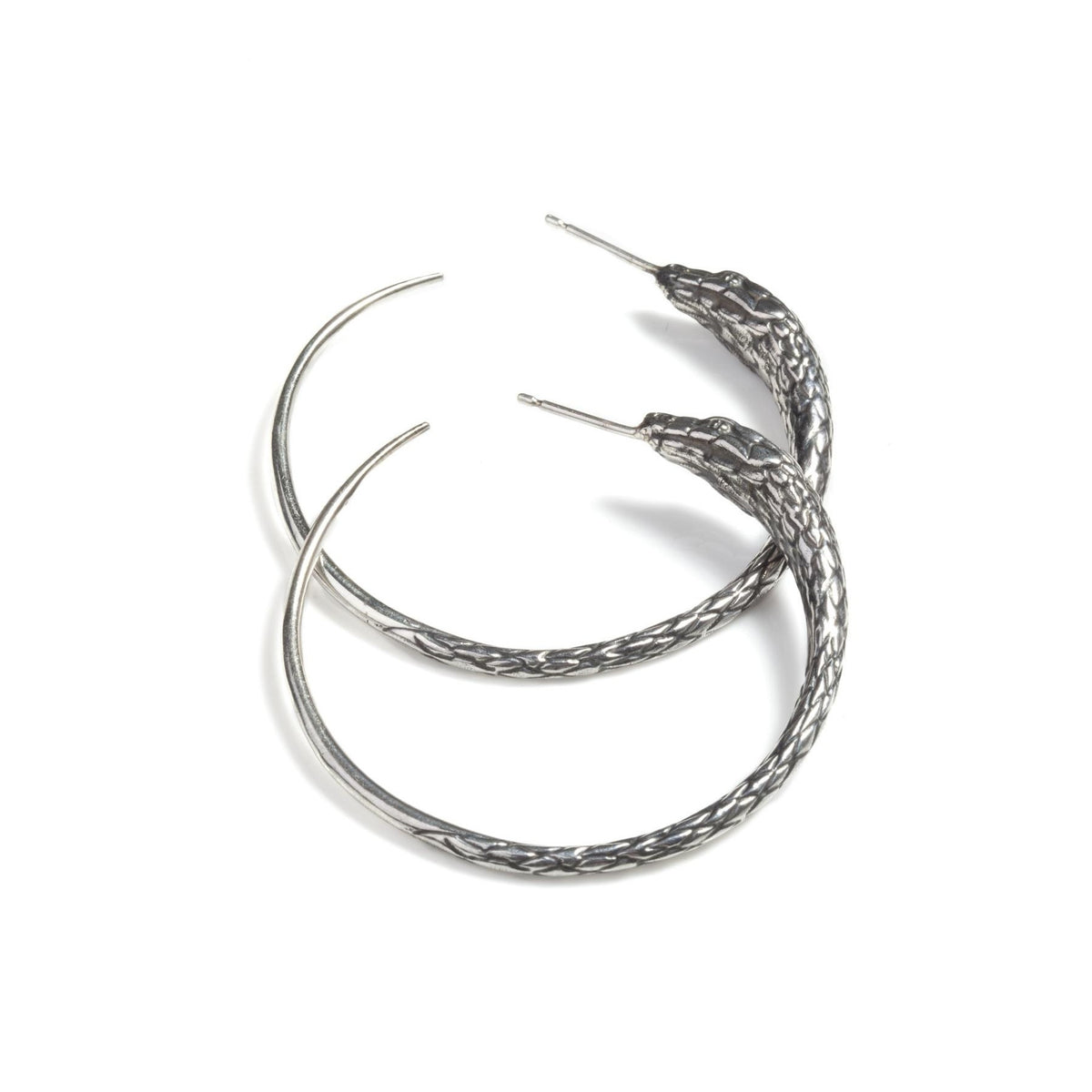Ouroboros Snake Hoops Large Silver