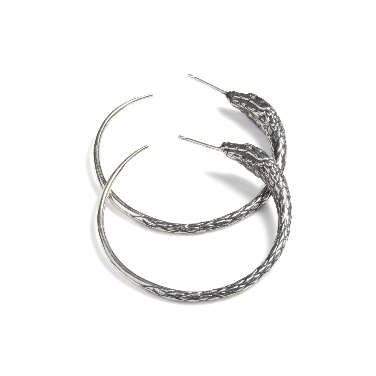 Ouroboros Snake Hoops Large Silver