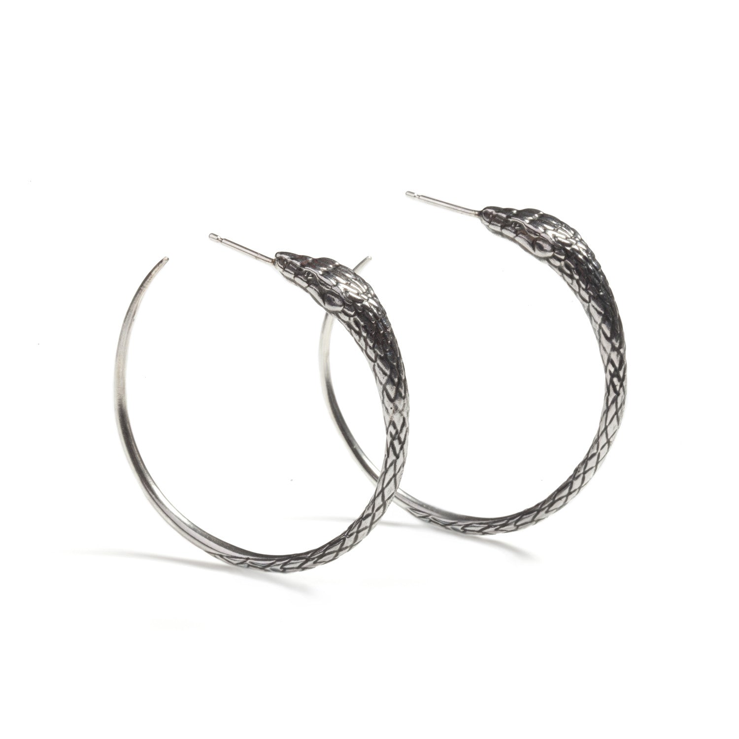 Ouroboros Snake Hoops Large Silver