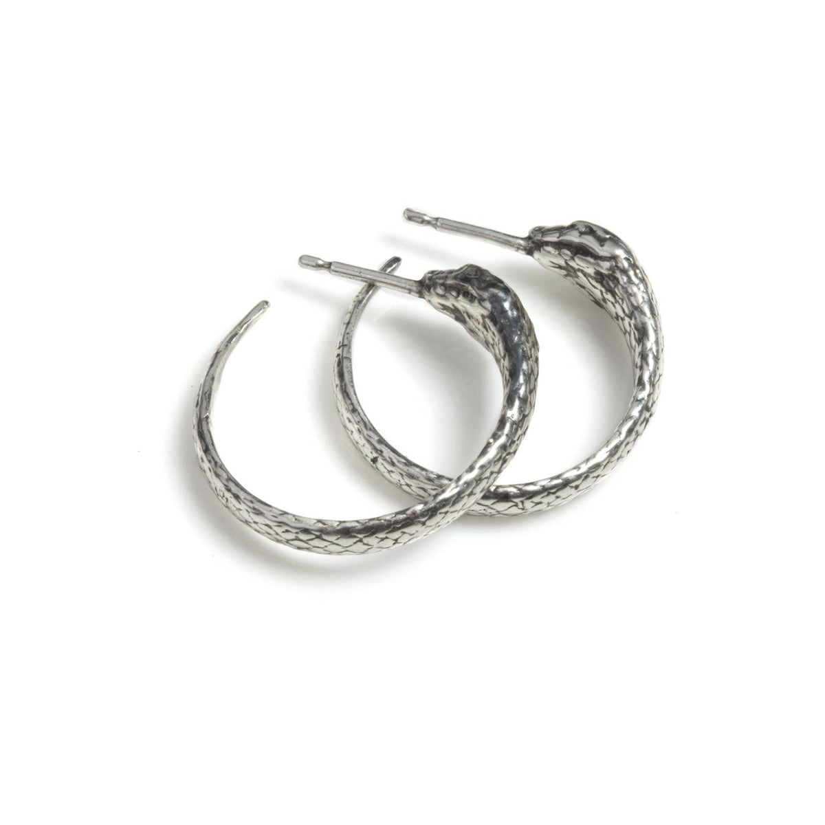 Ouroboros Snake Hoops with Post Silver