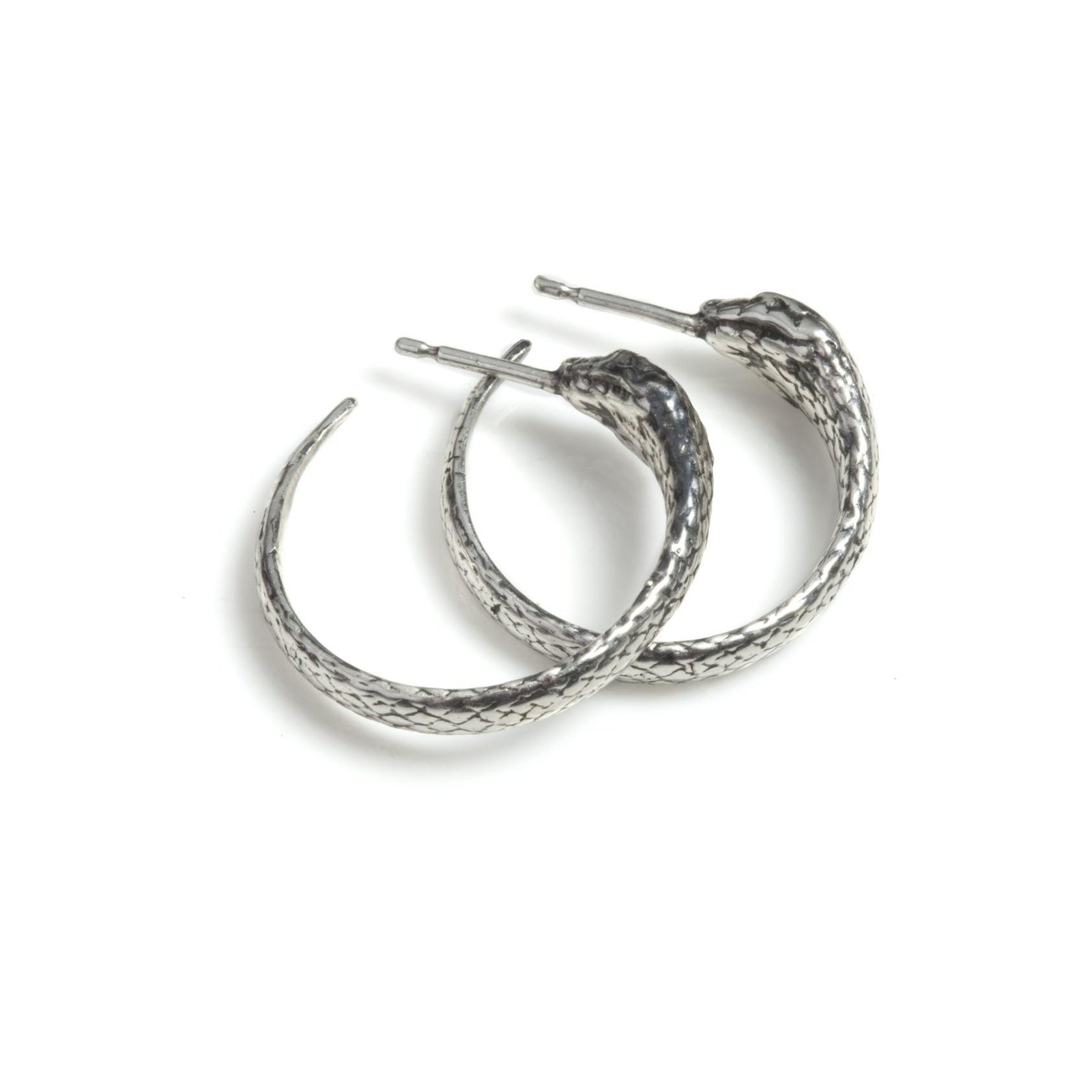 Ouroboros Snake Hoops with Post Silver