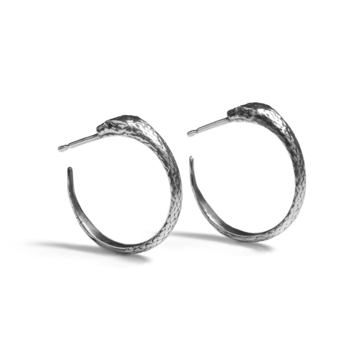 Ouroboros Snake Hoops with Post Silver