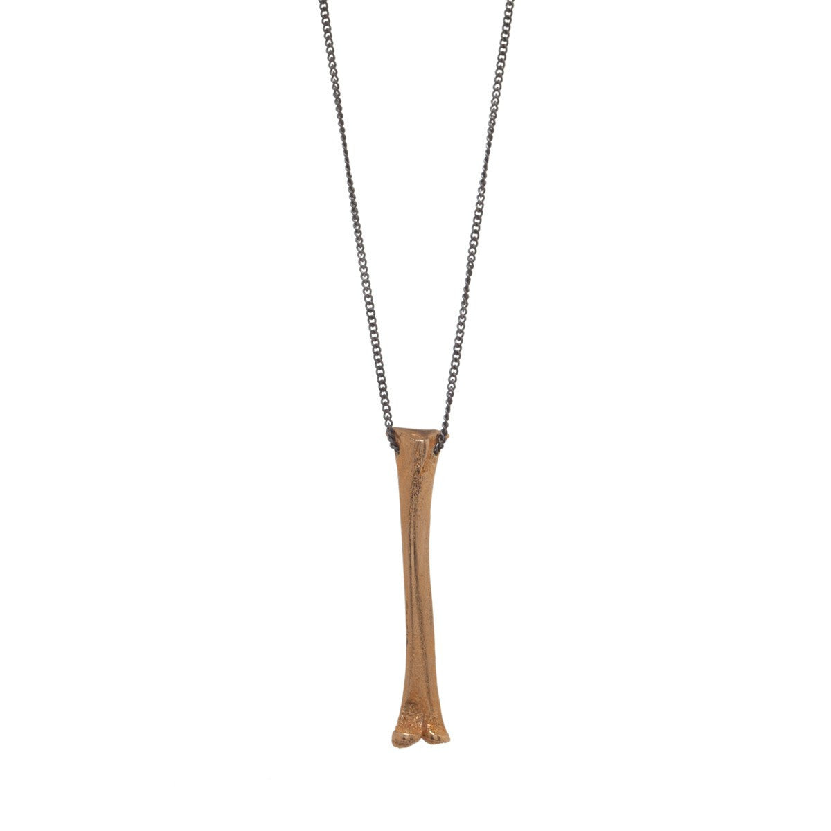 Bone Pendant Bronze with Silver Chain