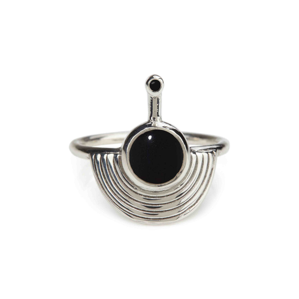 Interstellar Ring Onyx Silver