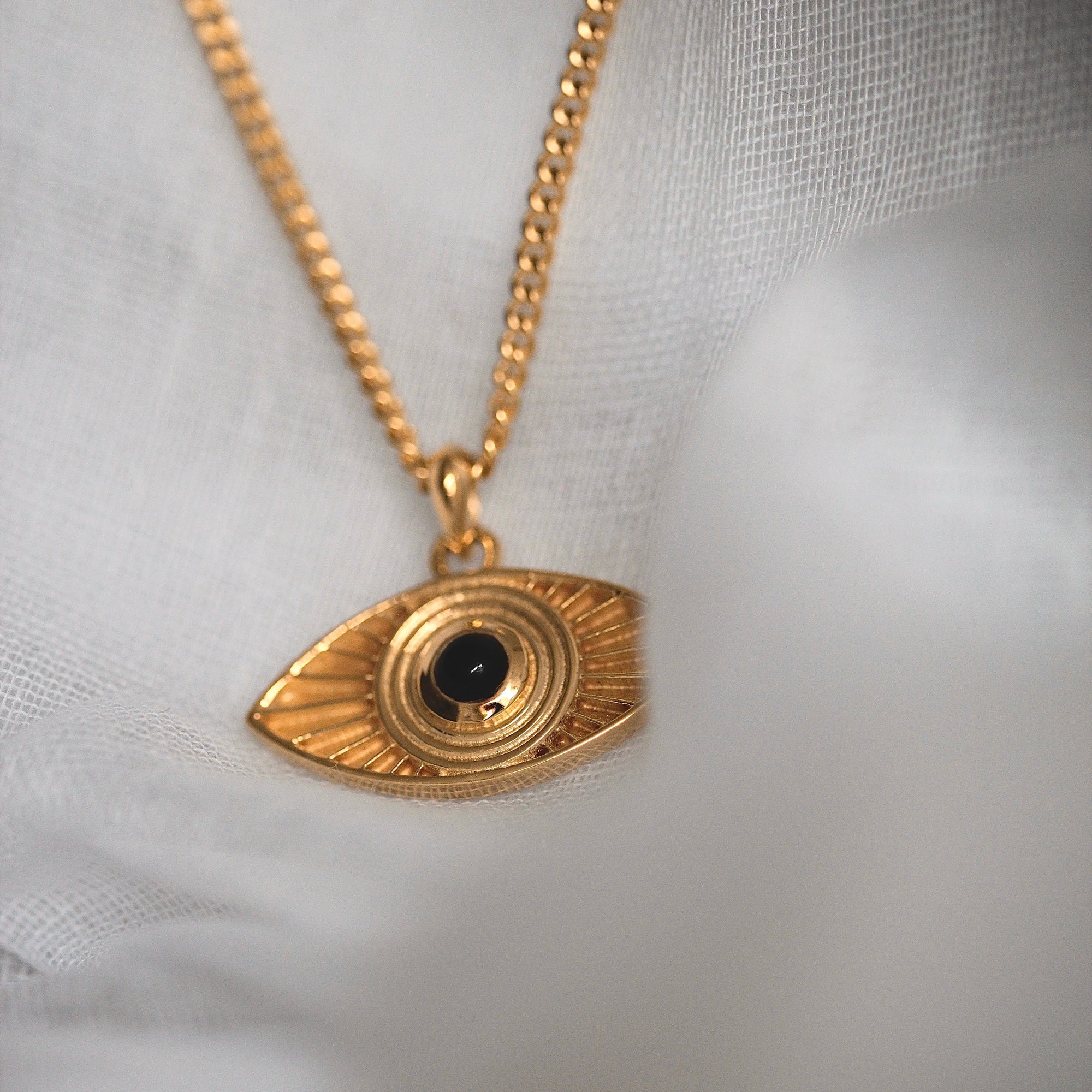 Rays of Light Necklace with Black Sapphire Solid Gold
