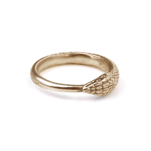 Rachel Entwistle Ouroboros Snake Ring With Emeralds in Metallic