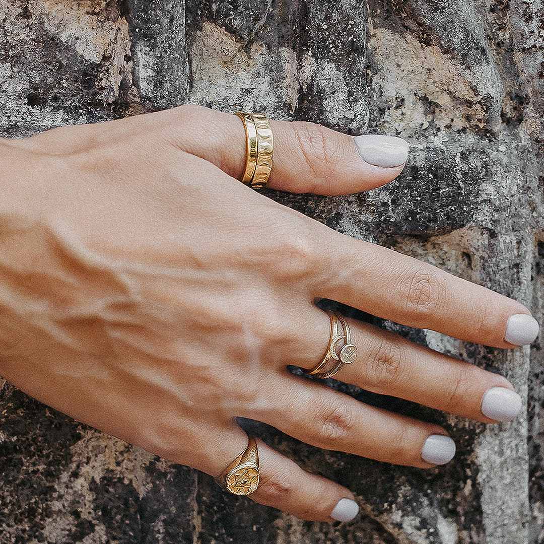 Moon Phases Band Ring Silver