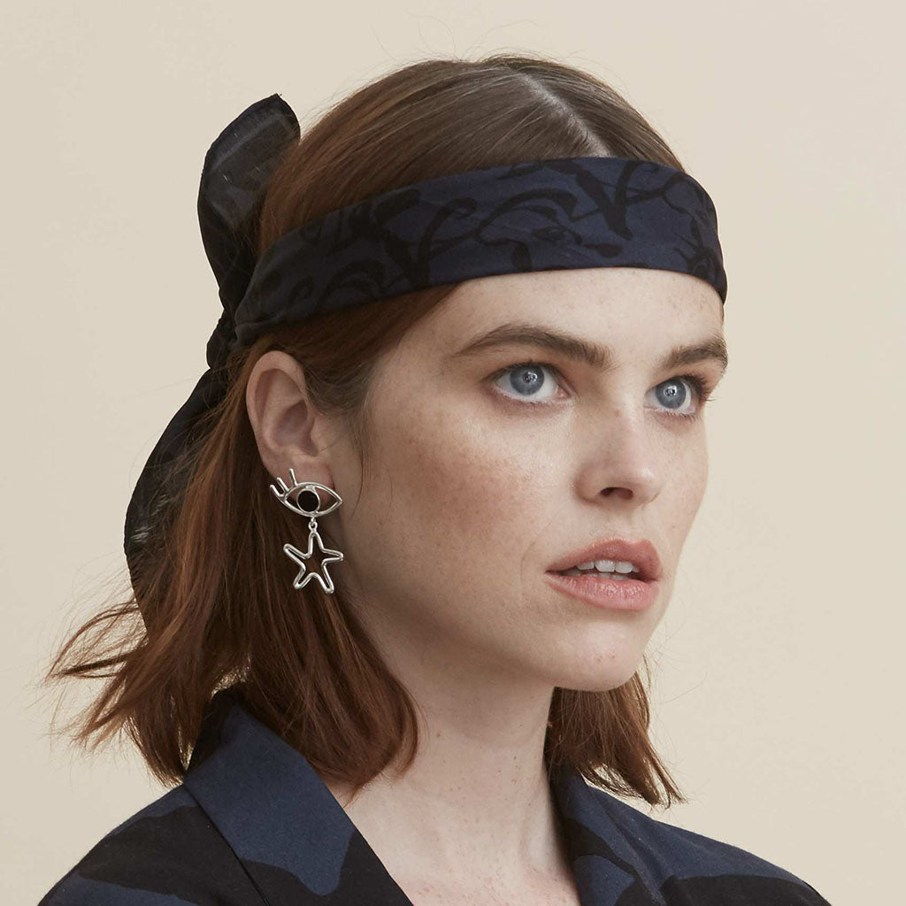 Mystery Earrings Silver with Black Onyx