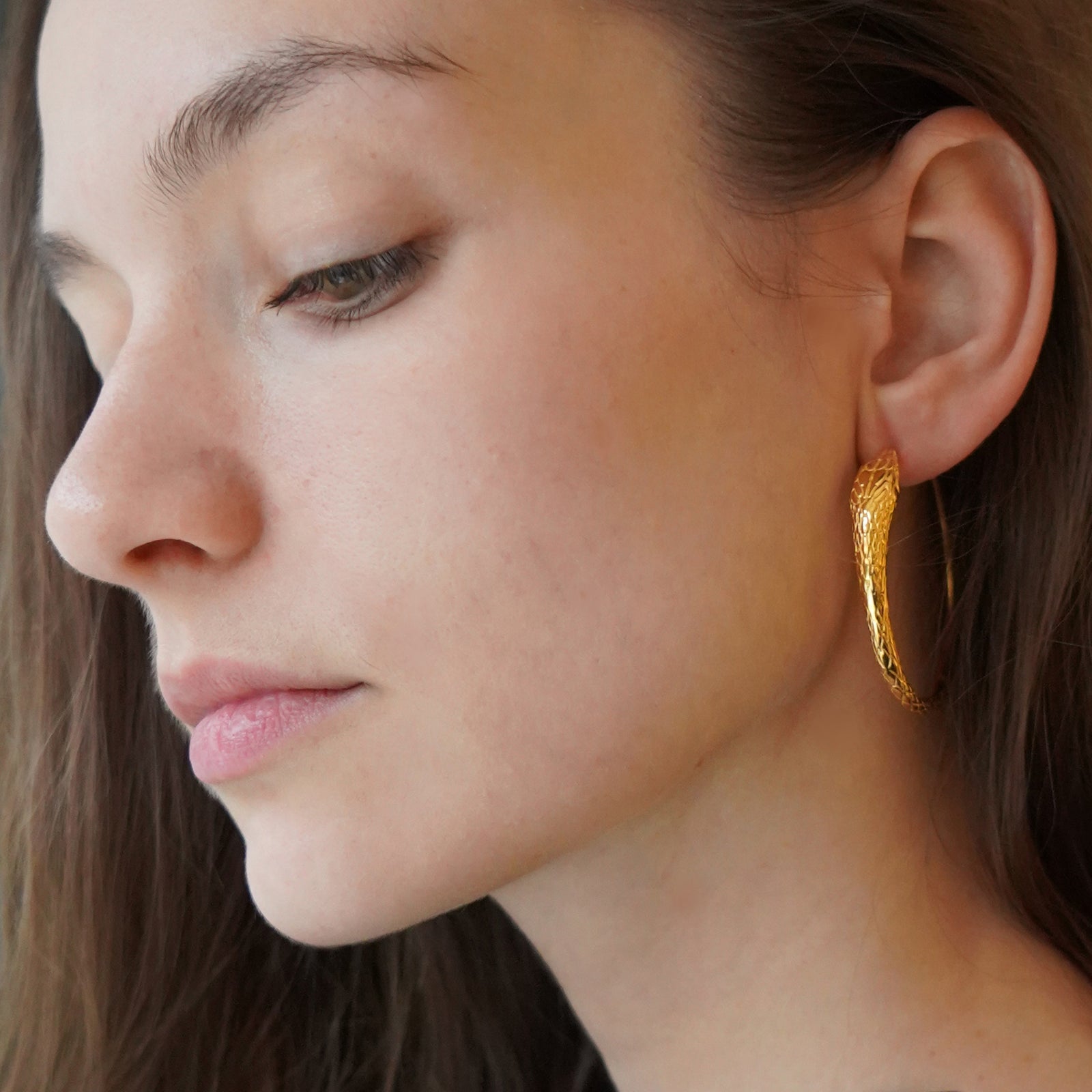 Ouroboros Snake Hoops Large Gold