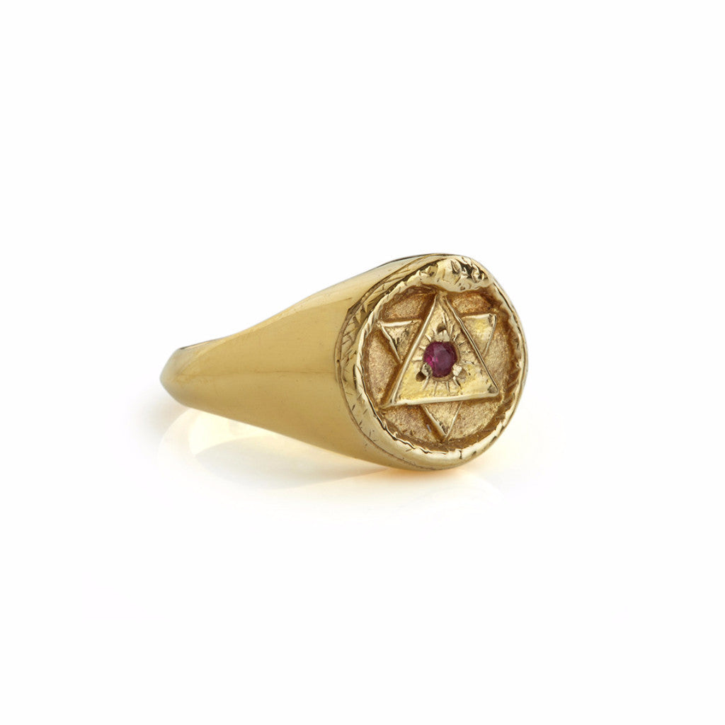 Ouroboros Signet Ring Gold