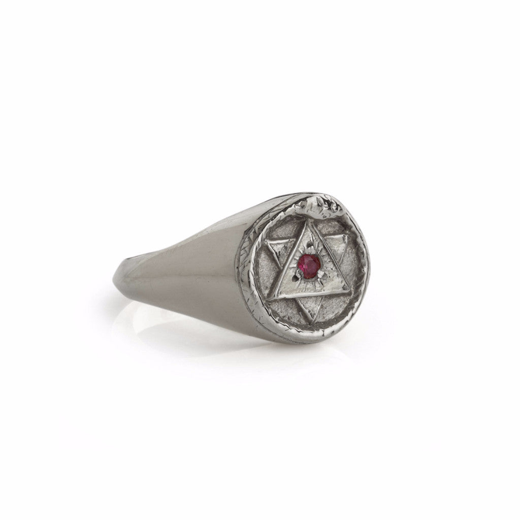 Ouroboros Signet Ring Silver