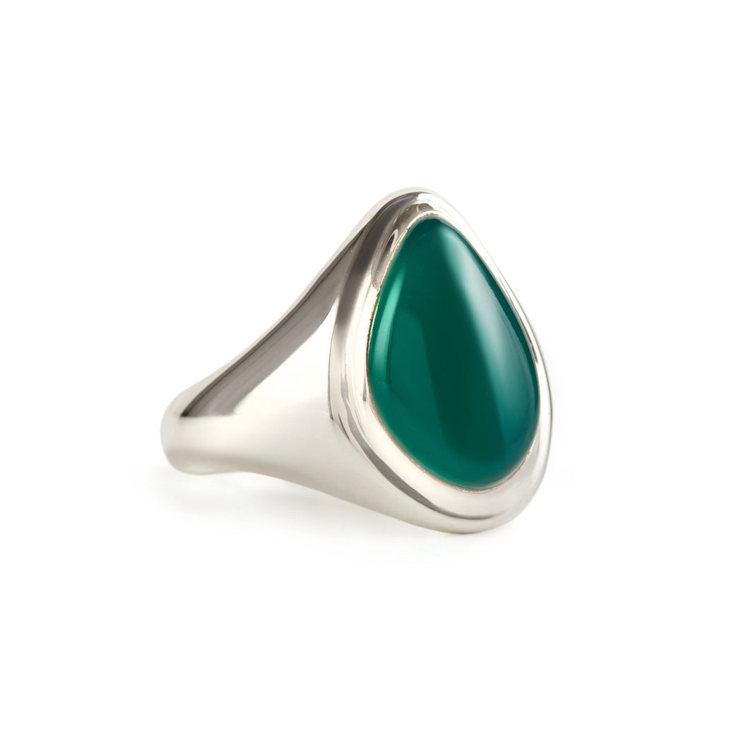 Apollo Signet Ring Silver - Green Onyx