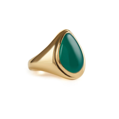Apollo Signet Ring Gold - Green Onyx Rachel Entwistle