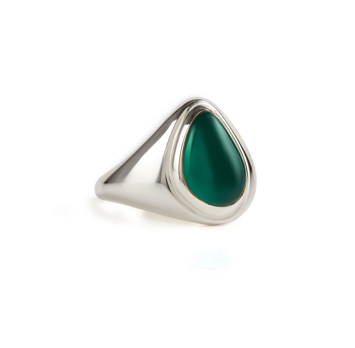 Apollo Pinky Ring Silver - Green Onyx