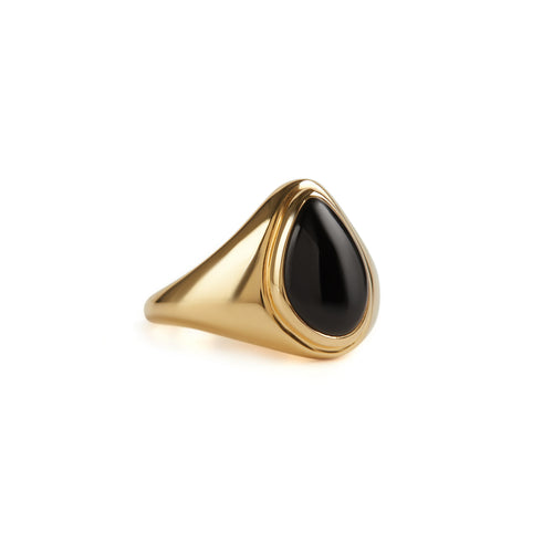 Apollo Pinky Ring Gold - Black Onyx Rachel Entwistle