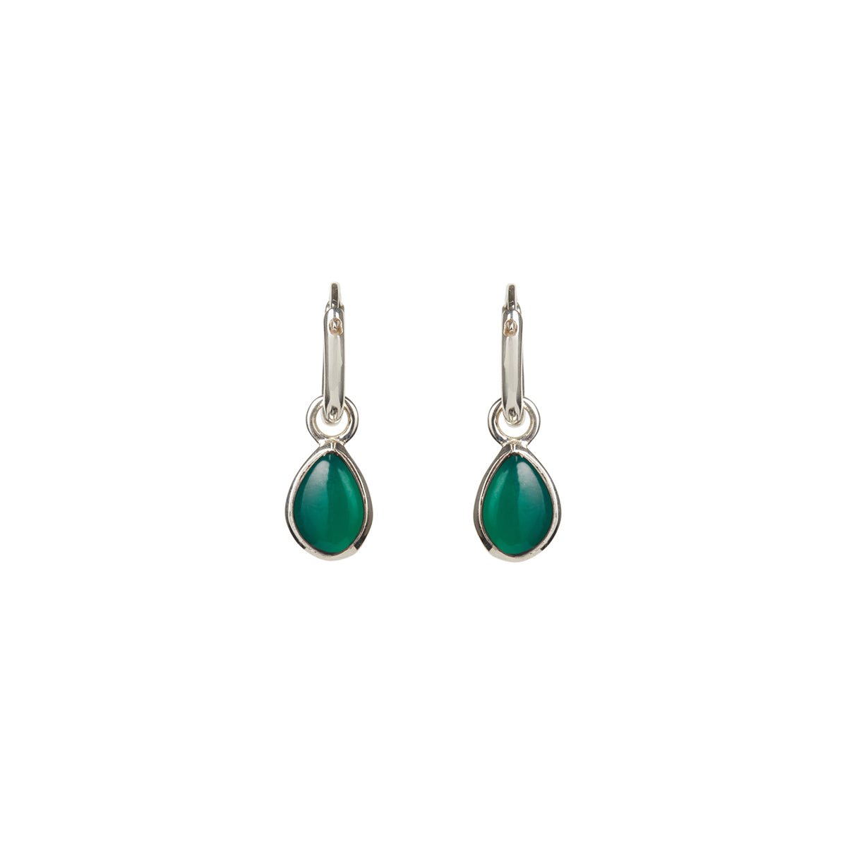 Apollo Green Onyx Mini Hoop Earrings Silver