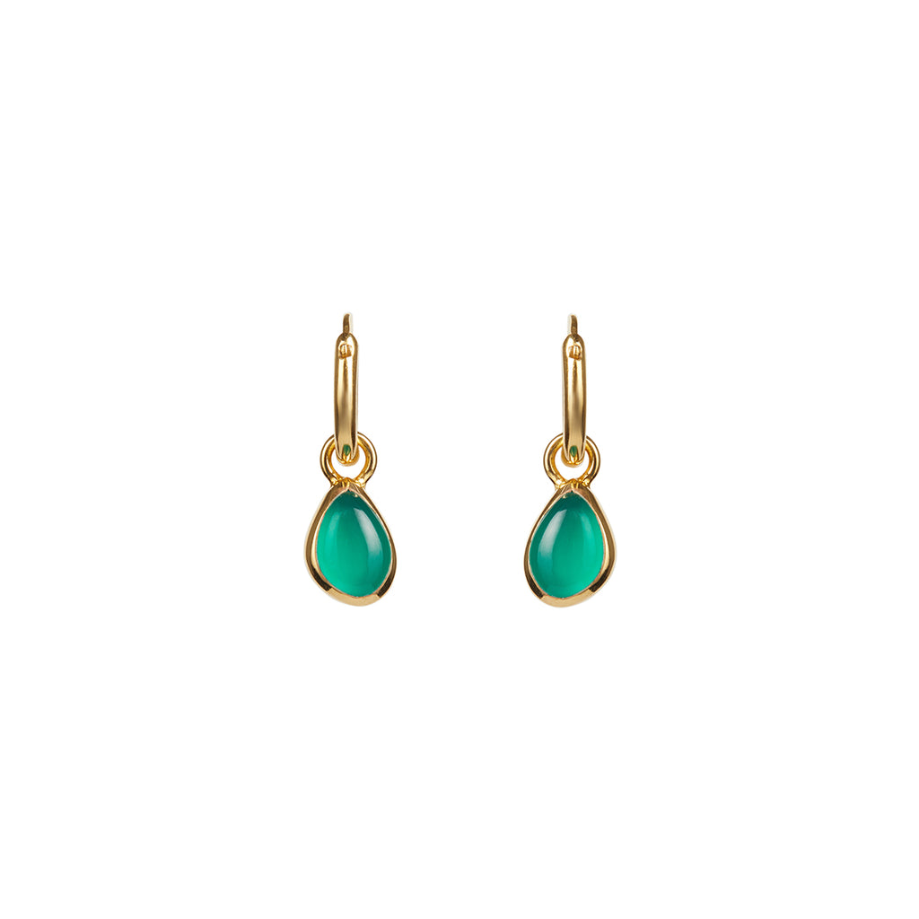 Apollo Green Onyx Mini Hoop Earrings Gold Rachel Entwistle