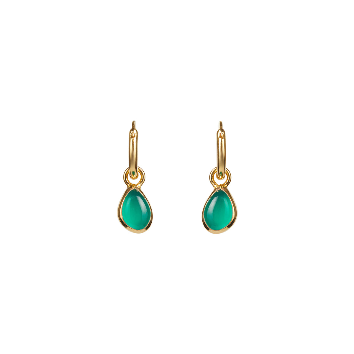 Apollo Green Onyx Mini Hoop Earrings Gold