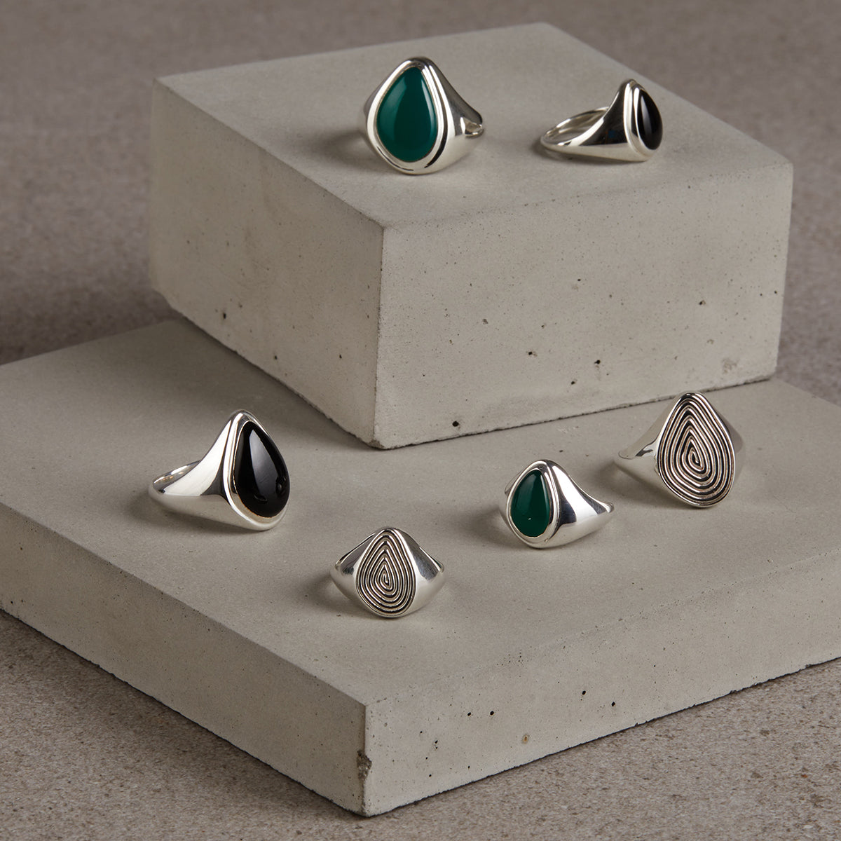 Apollo Pinky Ring Silver - Green Onyx