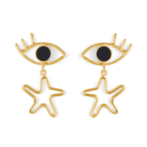 Mystery Earrings Gold with Black Onyx Rachel Entwistle