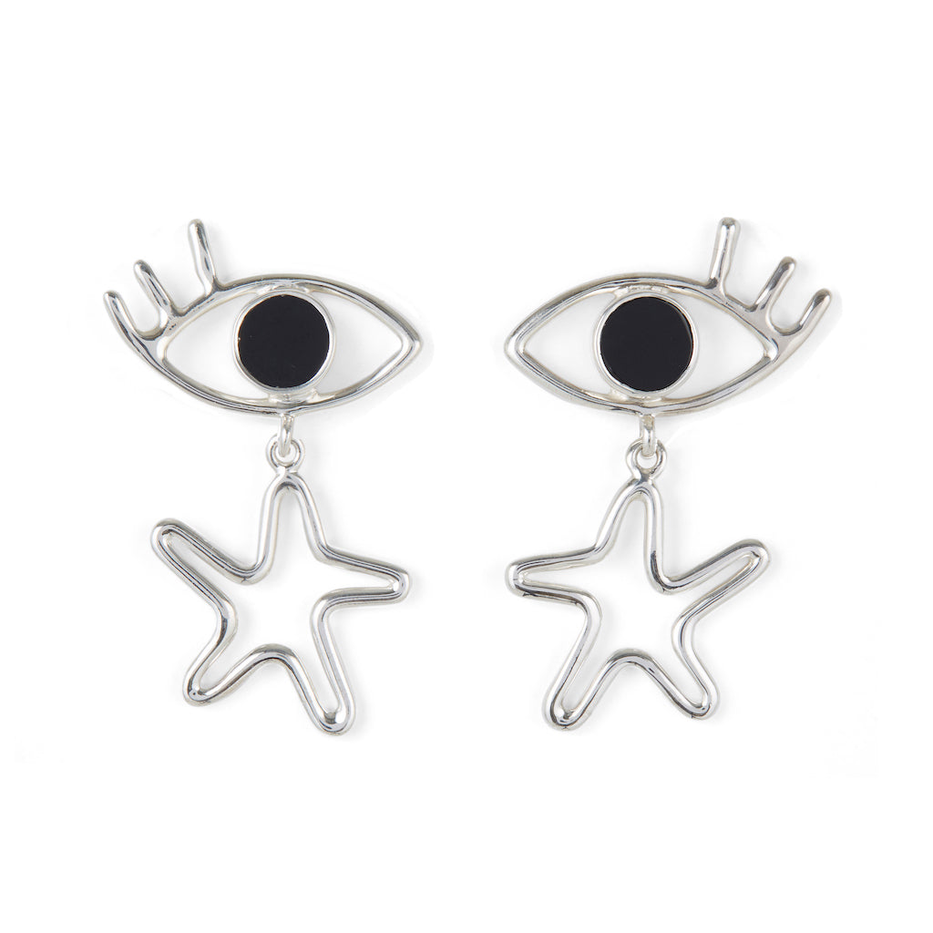 Mystery Earrings Silver with Black Onyx