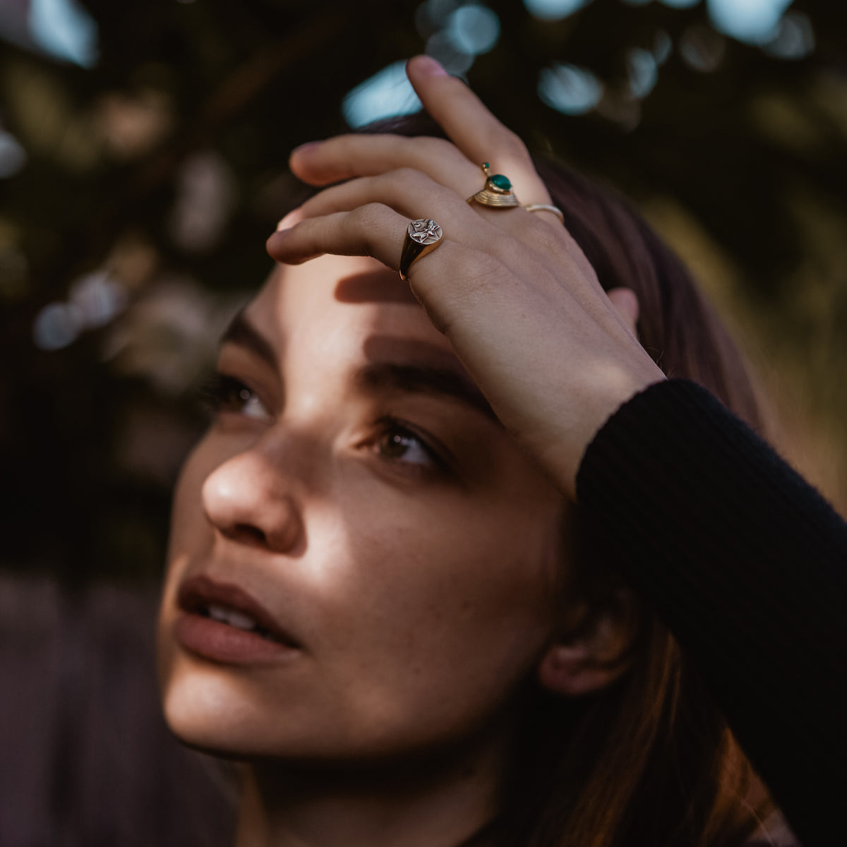 Lunar Pinky Signet Ring Solid Gold