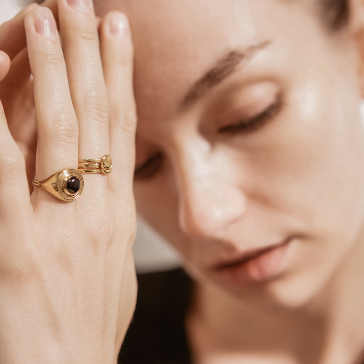 Sun Moon Four Elements Rings Set Solid Gold