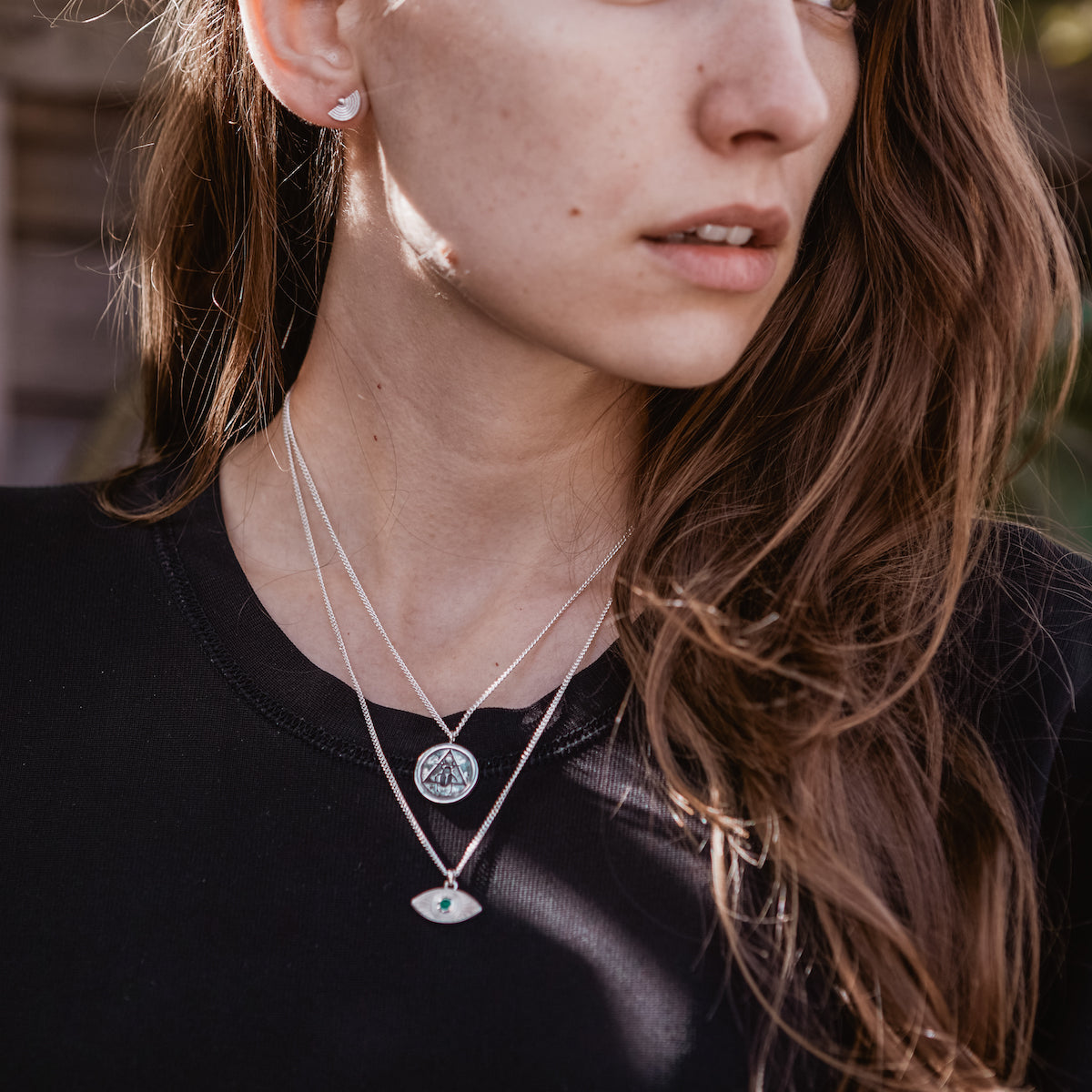 Scarab Coin Necklace Silver