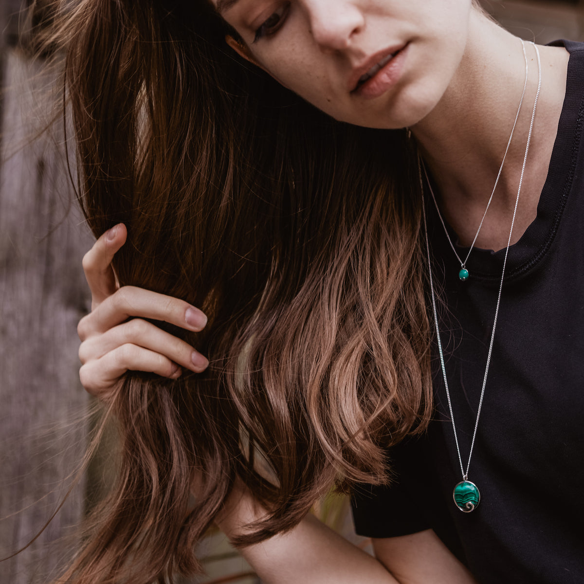 Atlantis Malachite Mini Necklace Gold