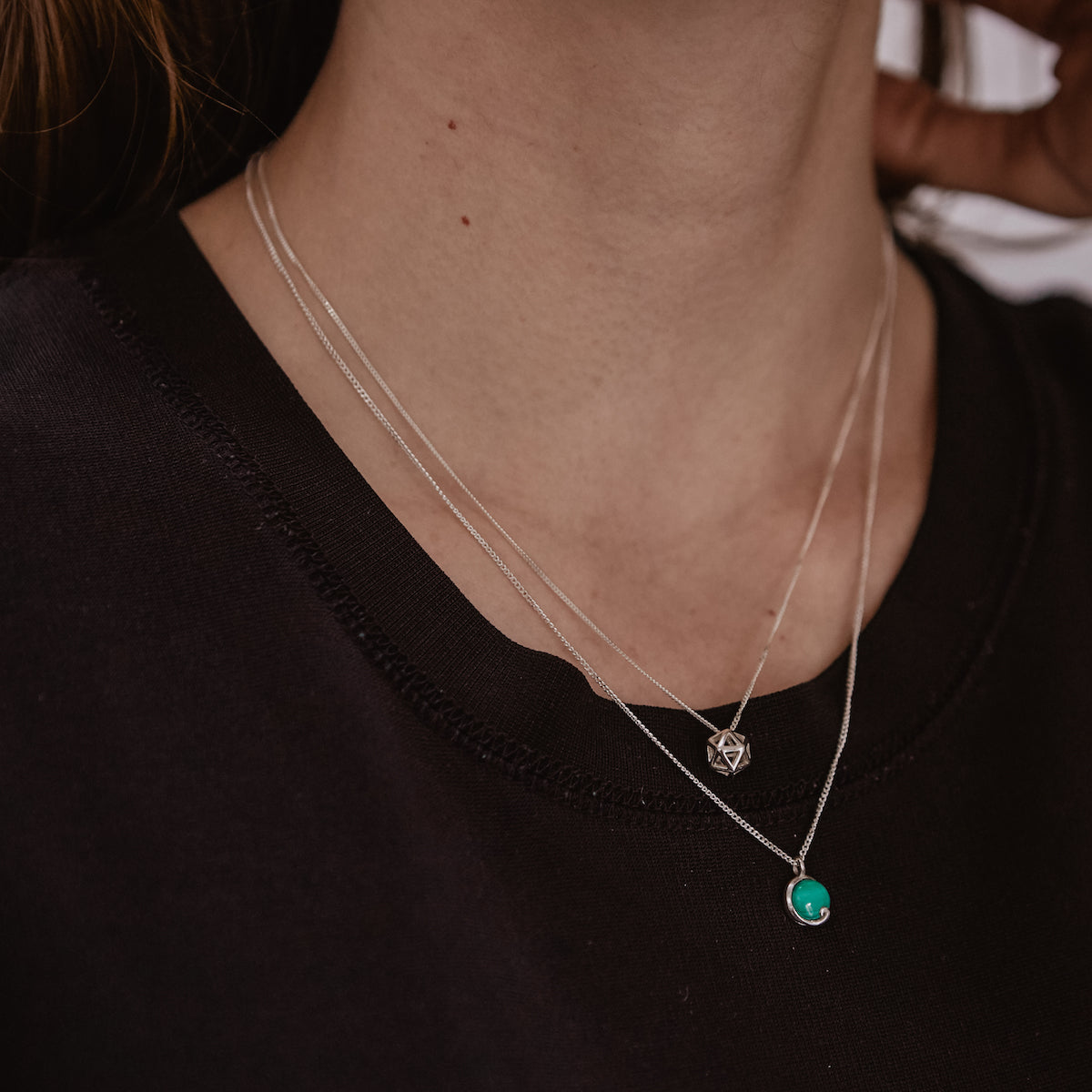 Atlantis Malachite Mini Necklace Silver