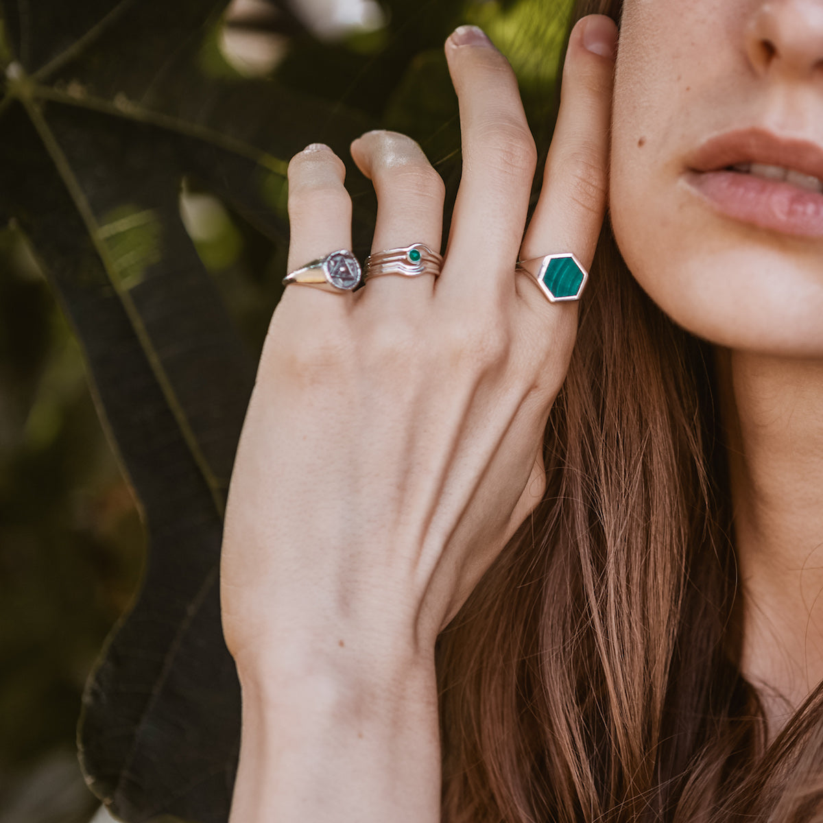 Varro Malachite Ring Silver